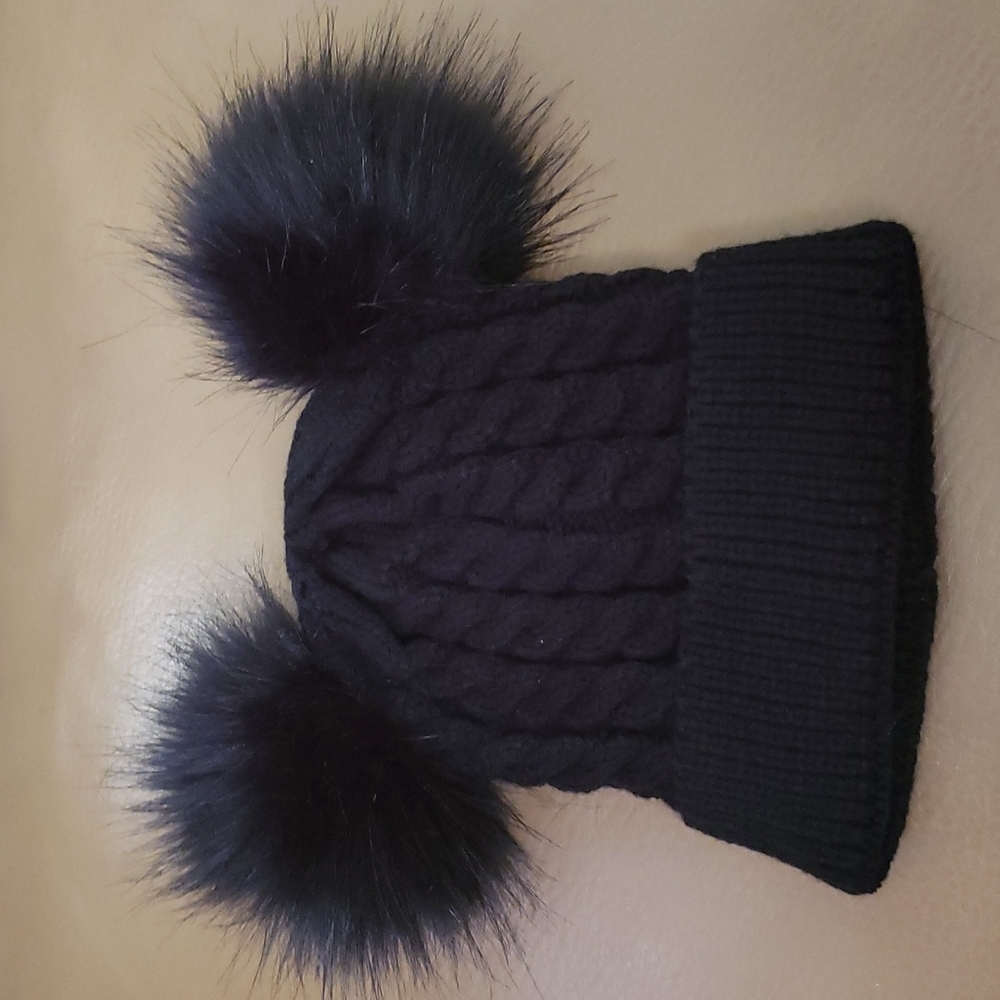 Adorable little girl Autumn Winter Fleece Beanie Knitted Hat With Pom Pom